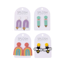 Load image into Gallery viewer, Teacher Purple Pencil Earrings 
