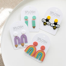 Load image into Gallery viewer, Teacher Purple Pencil Earrings 
