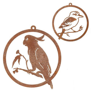 Kookaburra Single Ring Rust Ornament (n/b)