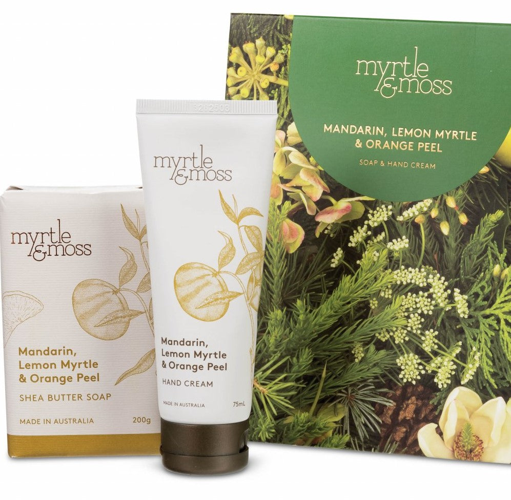 Myrtle & Moss Soap & Hand Cream Pack- Mandarine, Lemon Myrtle & Orange Peel 