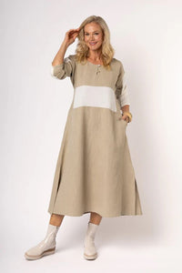 Minnie Linen Blend Dress Latte [siz:ml]