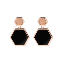 Load image into Gallery viewer, Alba Black Onxy Hexagon Drop Earrings
