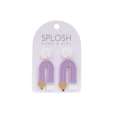 Load image into Gallery viewer, Teacher Purple Pencil Earrings
