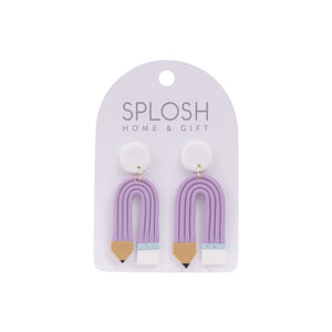 Teacher Purple Pencil Earrings