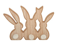 Load image into Gallery viewer, Bunny Family Deco Mdf 24.5x3x16.5cm Nat N/b
