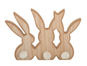 Bunny Family Deco Mdf 24.5x3x16.5cm Nat N/b