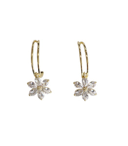 Kylie Flower Drop Hoop Earring Gold